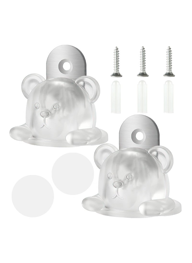 KASTWAVE 2Pcs Magnetic Door Stoppers, Protect The Door from Collision When Opened, Cute Door Stop for Bottom of Door, No Drilling Magnetic Door Catch for Door of Bedroom, Balcony, Kitchen, Entry (Clear)  - Image 1