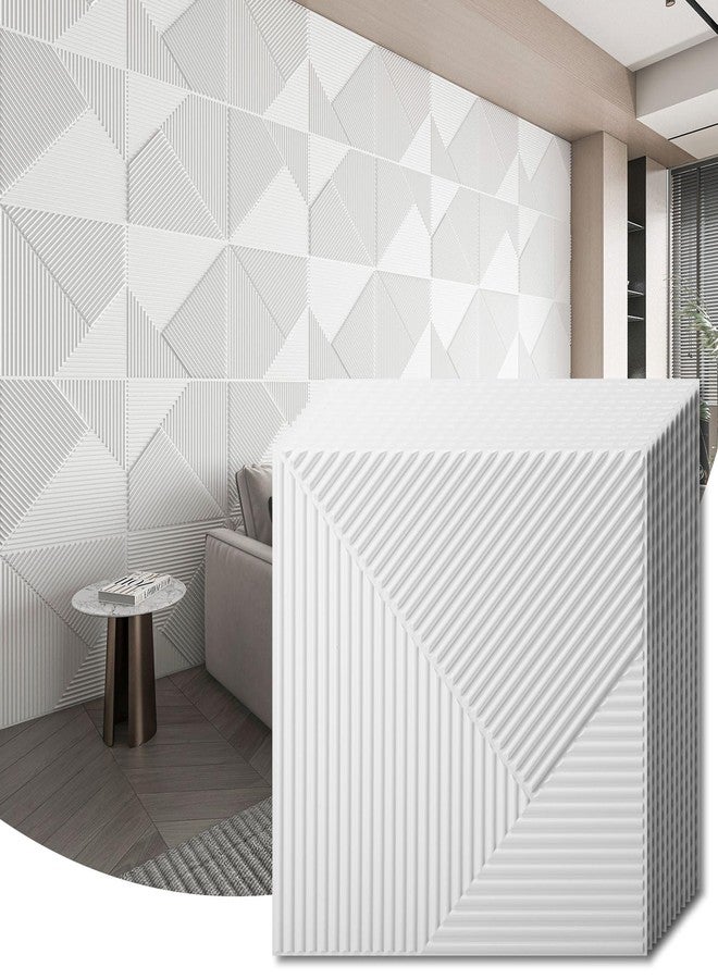 WOWSTAR 12-Pack 3D Wall Panels 19.7" x 19.7", White Slat Wall Panels for Interior Wall Decor, Modern Wall Covering for Living Room, Bedroom & Office - Image 1