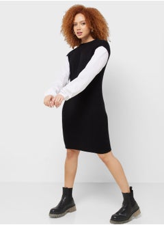 Jacqueline de Yong Color Block Knitted Shirt Dress  - Image 4