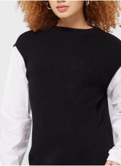 Jacqueline de Yong Color Block Knitted Shirt Dress  - Image 3