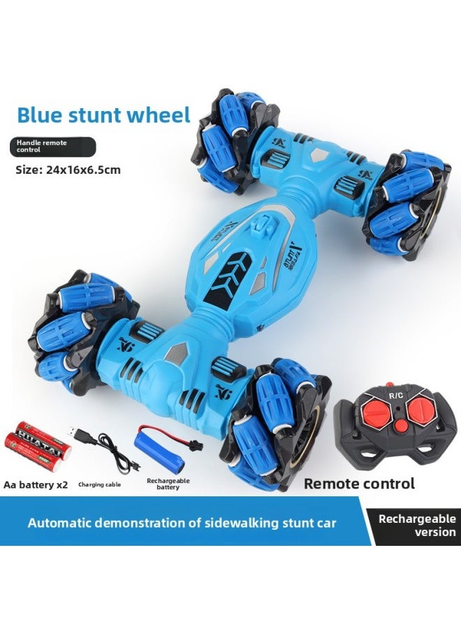 Generic Gesture Sensing Remote Control Car Boy Stunt Twisting Car Four-wheel Drive Off-road Vehicle High Speed Drift Racing Car Children's Toy-Color:Blue [remote Control] Stunt Wheel Oversized Body Automatic Demonstration-Proportion:Top Edition Four Game 180 Minutes-Free Remote Control Battery  - Image 1