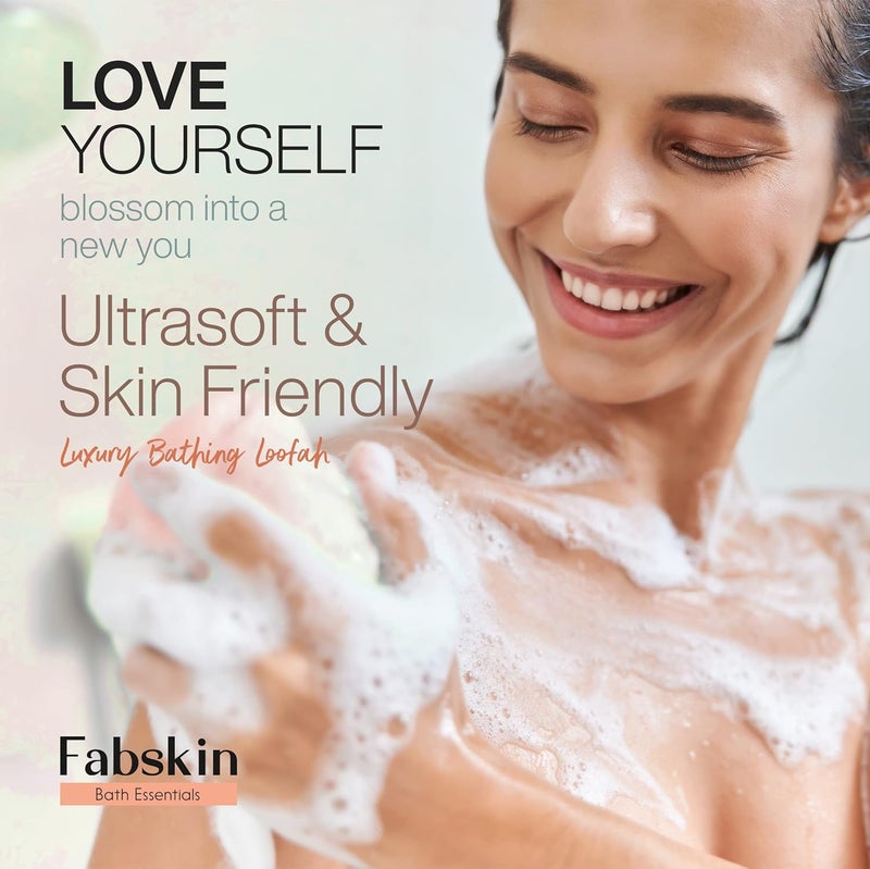 Fabskin لوفاه فاب سكين للاستحمام | إسفنجة استحمام وكشط مقشرة للنساء والرجال | مقشر غسول الجسم | كاشط استحمام للجسم (خوخ) - Image 2