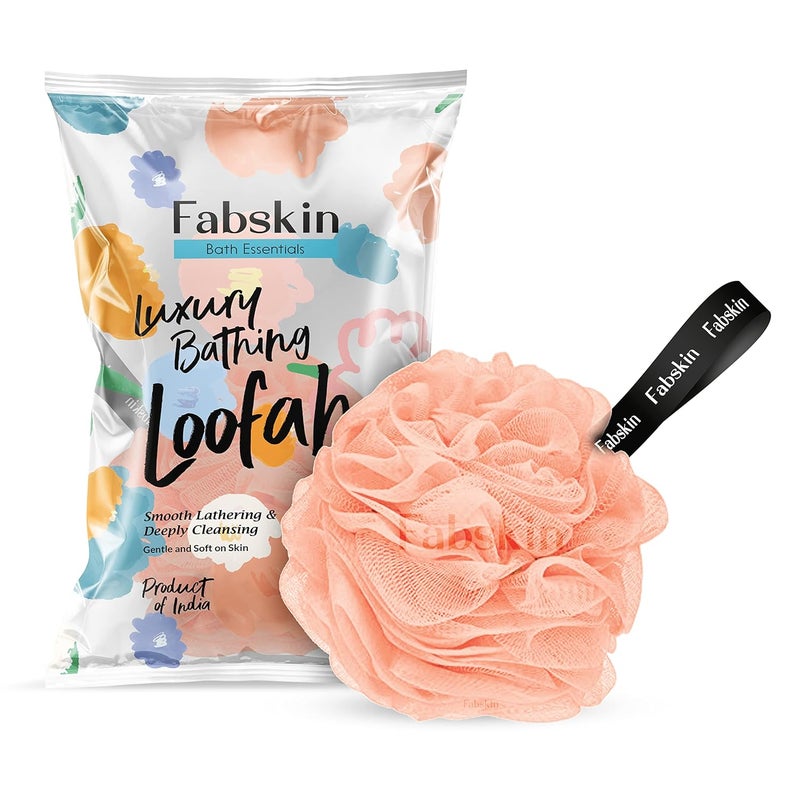 Fabskin لوفاه فاب سكين للاستحمام | إسفنجة استحمام وكشط مقشرة للنساء والرجال | مقشر غسول الجسم | كاشط استحمام للجسم (خوخ) - Image 1