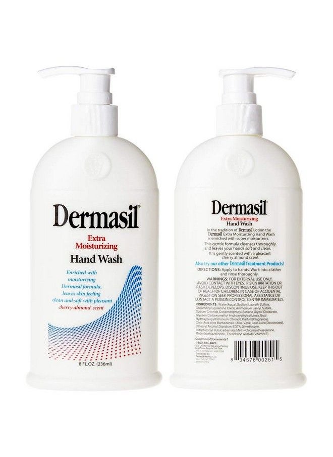Dermasil - Hand Wash Extra Moisturizing Gentle Liquid Soap Cleanser Advanced Dry Skin Treatment Natural Scented Cherry Almond And Cool Melon Paraben Free Multipack Pump Cap 8Oz Bottle Pack Of 2 - Image 1