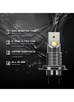 Y&D SYOSI 2Pcs H7 LED Car Headlight, with 12000LM Replacement Kit for Xenon Halogen Lamps, 1:1 Mini Size, White 6000K  - Image 2