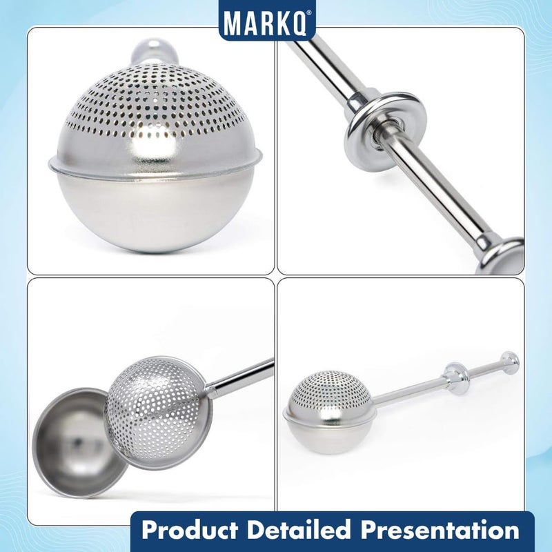 MARKQ Dusting Wand for Sugar, Flour and Spices – 18/8 Stainless Steel, Spring-Operated Handle for One-Handed Operation – Professional Baking Tool – Pack of 2 - Image 4