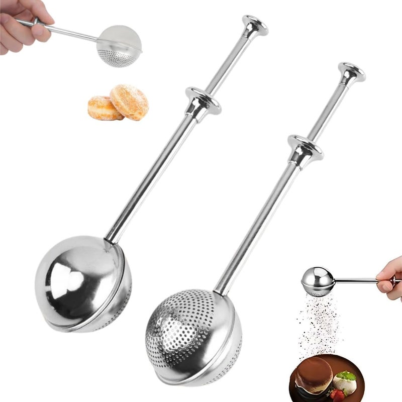 MARKQ Dusting Wand for Sugar, Flour and Spices – 18/8 Stainless Steel, Spring-Operated Handle for One-Handed Operation – Professional Baking Tool – Pack of 2 - Image 1