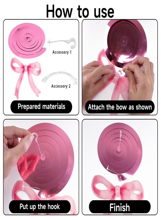 جيجاكرافت لافتة عيد ميلاد سعيد وردية من jijAcraft، لافتة حفلات وردية مع 14 قطعة من إكليل تعليق على شكل فيونكة، إكليل استحمام طفلة، ديكور عيد ميلاد على شكل كوكيت للحائط والمدفأة والنافذة - Image 5