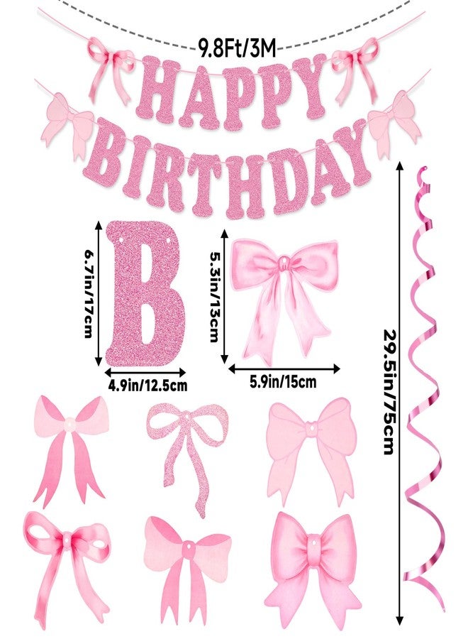 جيجاكرافت لافتة عيد ميلاد سعيد وردية من jijAcraft، لافتة حفلات وردية مع 14 قطعة من إكليل تعليق على شكل فيونكة، إكليل استحمام طفلة، ديكور عيد ميلاد على شكل كوكيت للحائط والمدفأة والنافذة - Image 3