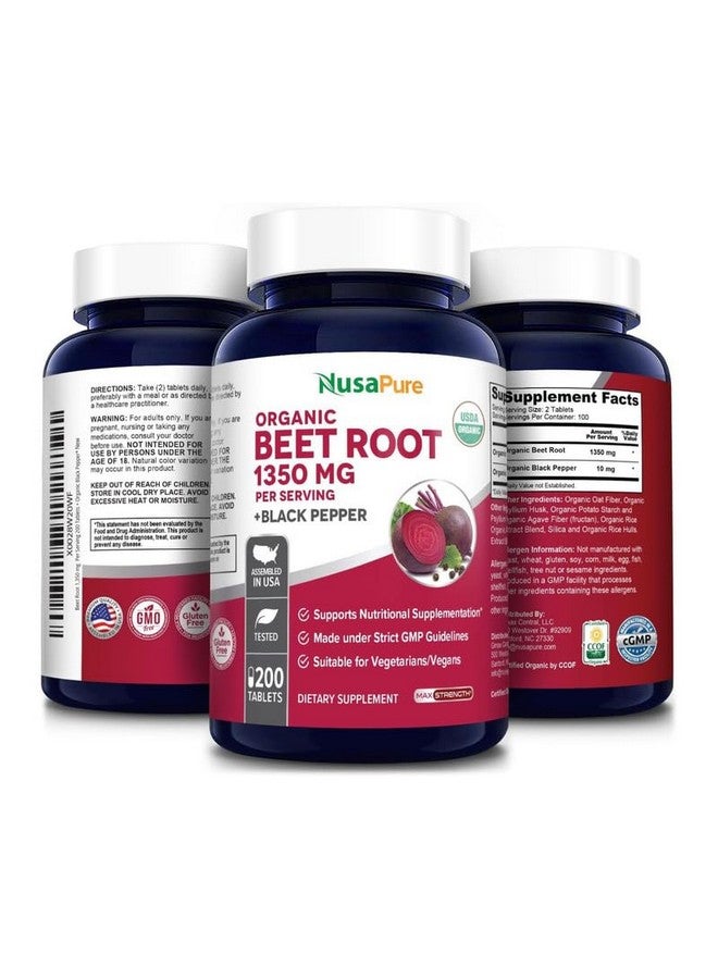 NusaPure نوسابور جذر الشمندر 1,350 ملغ 200 قرص عضوي (نباتي، معتمد من وزارة الزراعة الأمريكية، غير معدّل وراثيًا وخالي من الغلوتين) فلفل أسود - Image 4