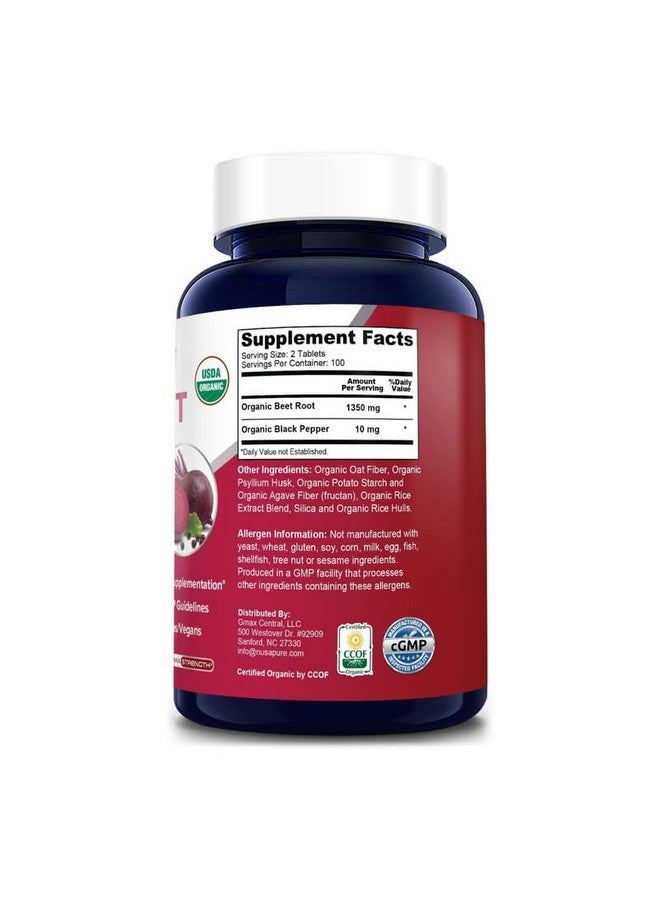NusaPure نوسابور جذر الشمندر 1,350 ملغ 200 قرص عضوي (نباتي، معتمد من وزارة الزراعة الأمريكية، غير معدّل وراثيًا وخالي من الغلوتين) فلفل أسود - Image 2