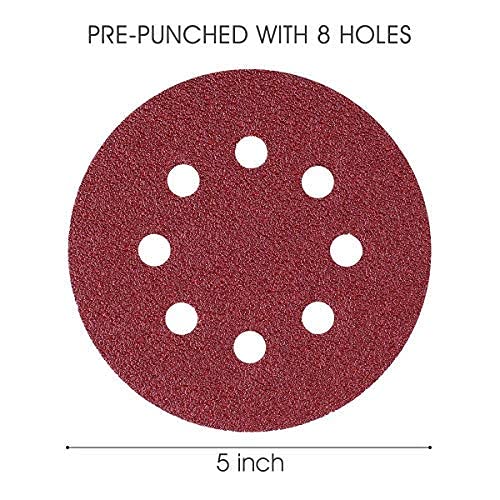 5 Inch Sanding Discs 8 Holes Hook and Loop Sandpaper Random Orbital Sander Round Sand Paper 125mm Sandpaper Sheets Total 40 Grit 5 Pcs 60 Grit 5 Pcs Total10 PCS  - Image 3