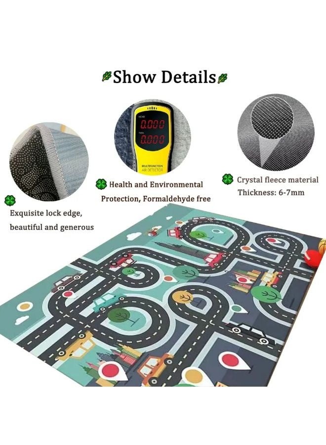 Vixplorn Newborn Games Carpet Playmat Rug City Life Great for Playing with Cars Toys,Kid Rug Play Learn Area Rugs with Rubber Backing,Have Fun Throw Rug for Children's Rooms Bedroom Living Room Game Room 80*120CM - Image 3