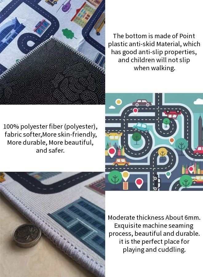 Vixplorn Newborn Games Carpet Playmat Rug City Life Great for Playing with Cars Toys,Kid Rug Play Learn Area Rugs with Rubber Backing,Have Fun Throw Rug for Children's Rooms Bedroom Living Room Game Room 80*120CM - Image 5