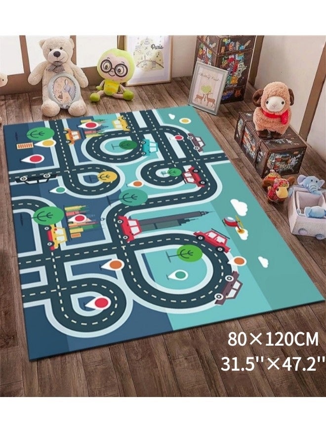 Vixplorn Newborn Games Carpet Playmat Rug City Life Great for Playing with Cars Toys,Kid Rug Play Learn Area Rugs with Rubber Backing,Have Fun Throw Rug for Children's Rooms Bedroom Living Room Game Room 80*120CM - Image 2