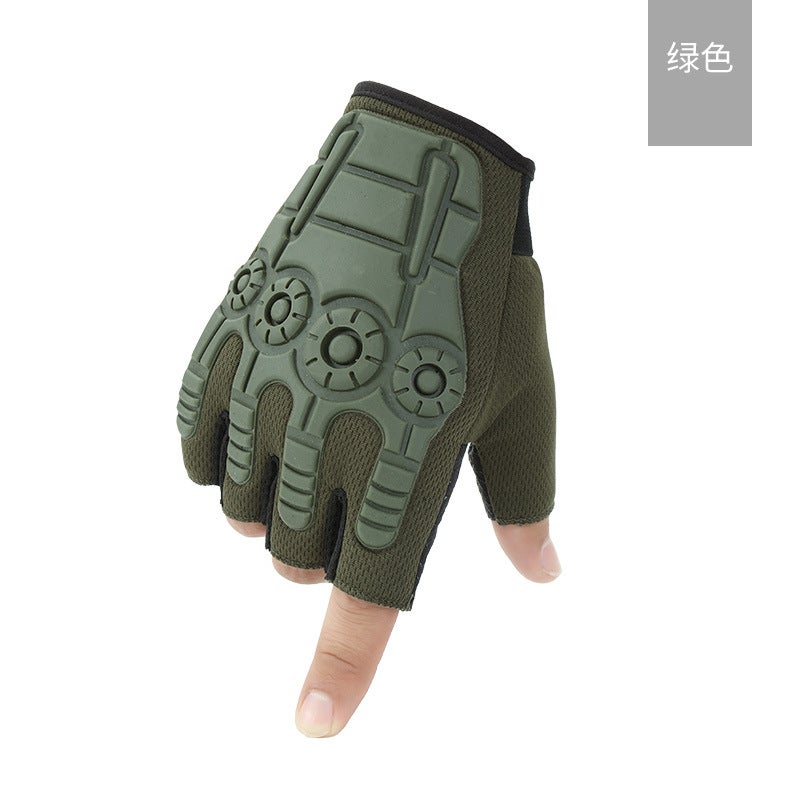 Military fan tactical half finger gloves outdoor sports men special forces mountaineering combat non-slip fitness riding non-slip wholesale Gear-Army Green 