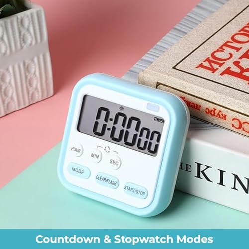 WEPTIX® Digital Kitchen Timer & Stopwatch, Countdown Large Digits for Cooking, Chef Cooking Timer Clock with Loud Alarm,100% Mechanical Desk Timer Countdown Reminder Magnetic Back (Multi) - Image 4