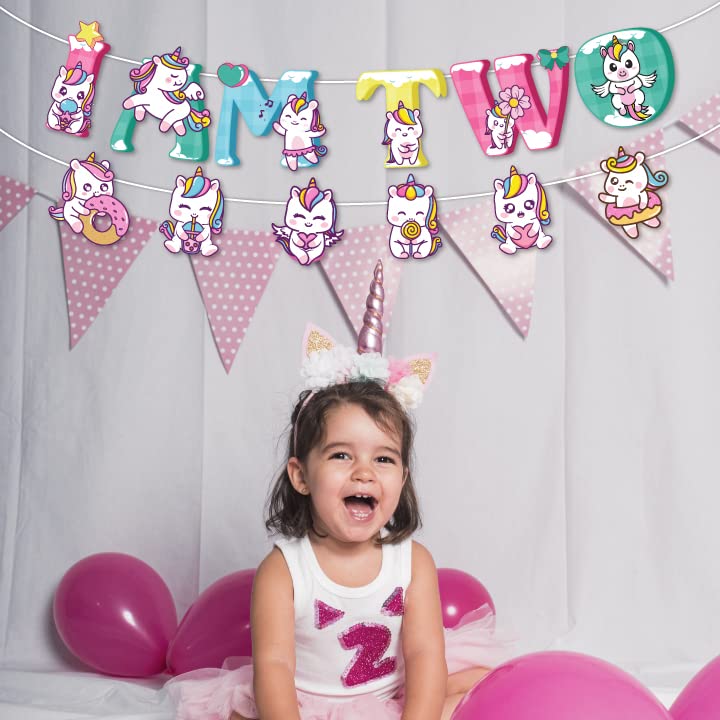 Festiko® 1 Pc I Am Two Birthday Unicorn Theme Banner, Unicorn Theme I Am Two Birthday Supplies, I Am Two Birthday Decoration, Unicorn Party Decorations, Unicorn Theme Supplies - Image 4