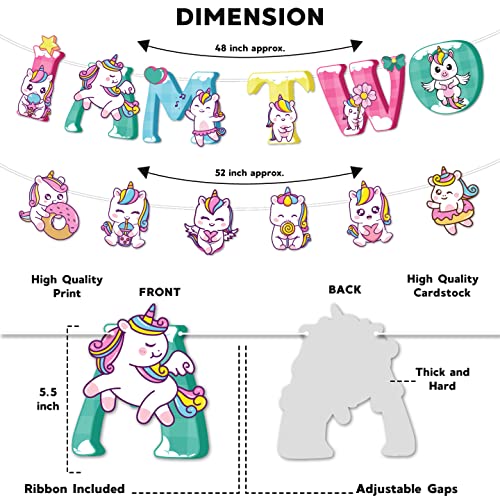 Festiko® 1 Pc I Am Two Birthday Unicorn Theme Banner, Unicorn Theme I Am Two Birthday Supplies, I Am Two Birthday Decoration, Unicorn Party Decorations, Unicorn Theme Supplies - Image 3