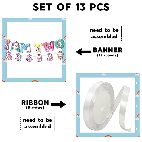 Festiko® 1 Pc I Am Two Birthday Unicorn Theme Banner, Unicorn Theme I Am Two Birthday Supplies, I Am Two Birthday Decoration, Unicorn Party Decorations, Unicorn Theme Supplies - Image 2