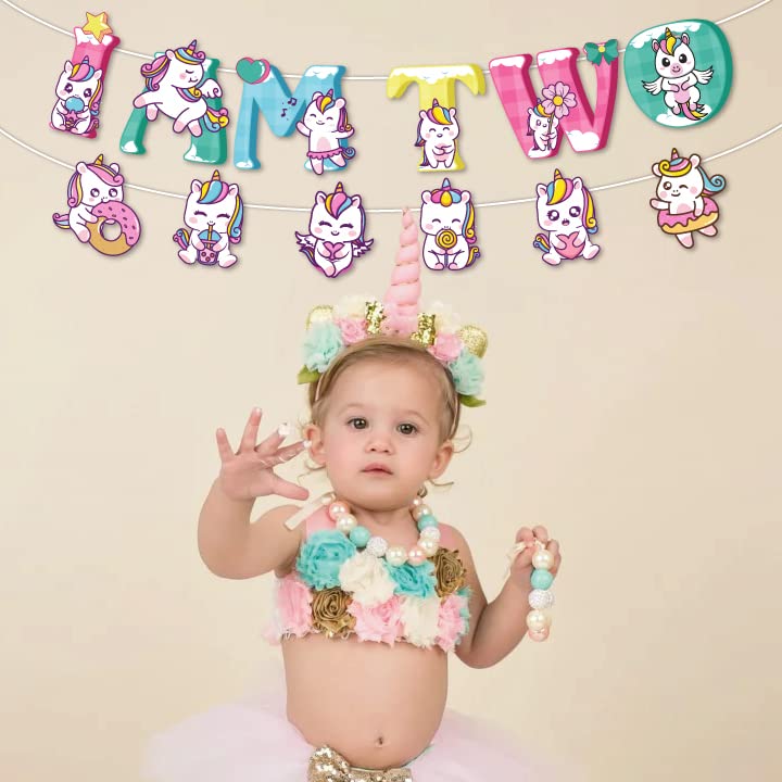 Festiko® 1 Pc I Am Two Birthday Unicorn Theme Banner, Unicorn Theme I Am Two Birthday Supplies, I Am Two Birthday Decoration, Unicorn Party Decorations, Unicorn Theme Supplies - Image 5