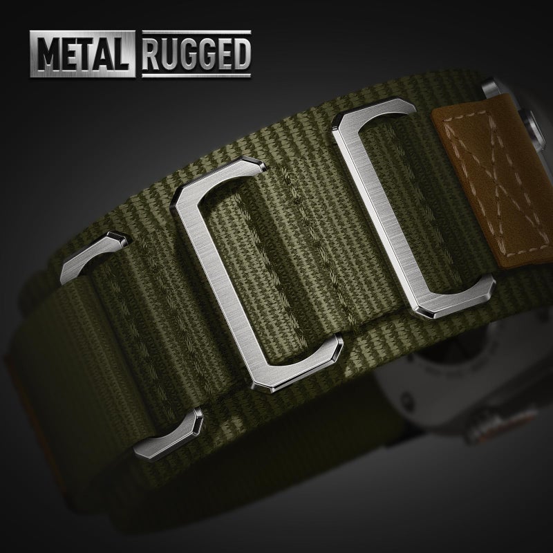 Suitisbest أساور Suitisbest المتينة متوافقة مع ساعة آبل ألترا بحجم 49mm 46mm 45mm 44mm 42mm، حزام معدني رياضي من النايلون العسكري بثلاث حلقات متين لسلسلة iWatch 11 10 9 8 7 6 5 4 3، SE 3 2 1، ألترا 3 2 1 - Image 2