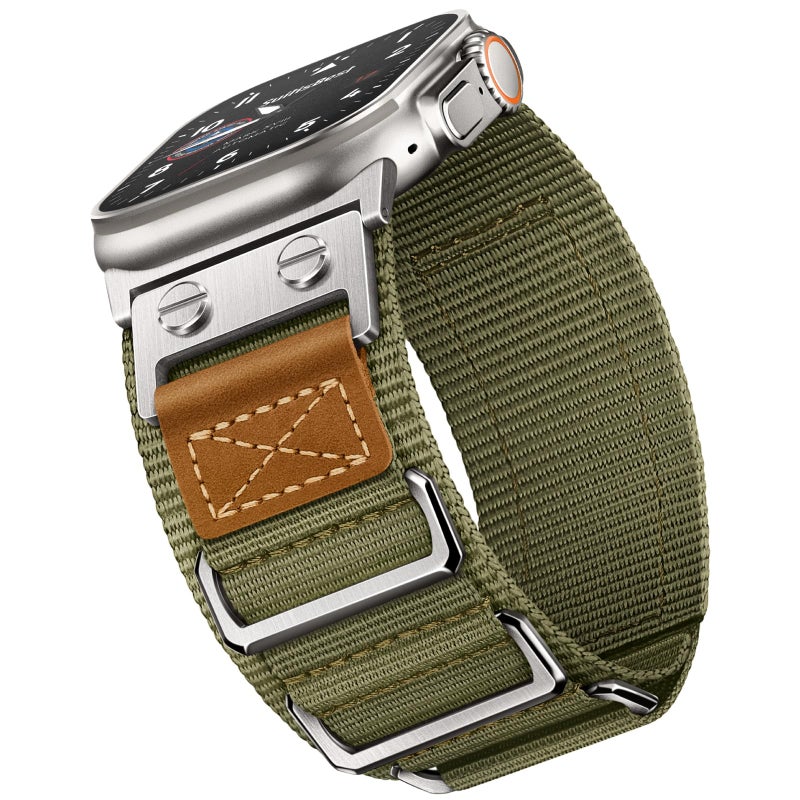 Suitisbest أساور Suitisbest المتينة متوافقة مع ساعة آبل ألترا بحجم 49mm 46mm 45mm 44mm 42mm، حزام معدني رياضي من النايلون العسكري بثلاث حلقات متين لسلسلة iWatch 11 10 9 8 7 6 5 4 3، SE 3 2 1، ألترا 3 2 1 - Image 1