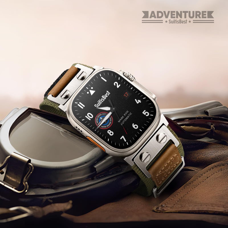 Suitisbest أساور Suitisbest المتينة متوافقة مع ساعة آبل ألترا بحجم 49mm 46mm 45mm 44mm 42mm، حزام معدني رياضي من النايلون العسكري بثلاث حلقات متين لسلسلة iWatch 11 10 9 8 7 6 5 4 3، SE 3 2 1، ألترا 3 2 1 - Image 5