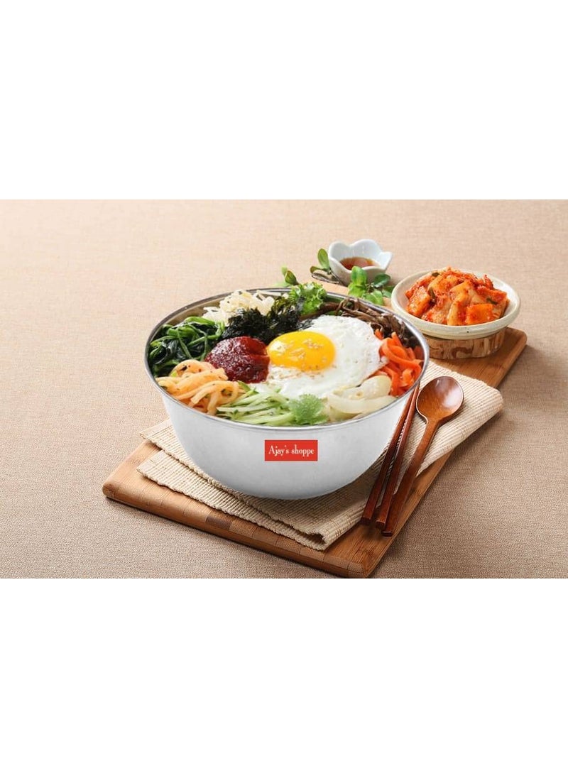Ajay's Shoppe Ajays Shoppe Stainless Steel Solid Mixing Bowl Silver 1 Liter Set of 4 PCS  - Image 5