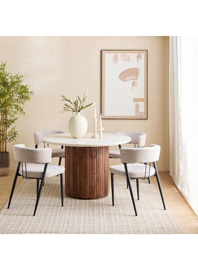 Home Box Fluted Round Dining Table for 4 with Marble Top - Image 5