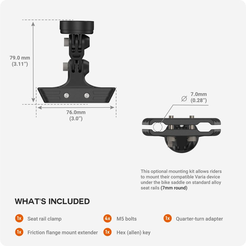 TUSITA طقم تركيب سكة المقعد TUSITA متوافق مع Garmin Varia RTL510 RTL515 RVR315، RearVue 820 للرؤية الخلفية - Image 3