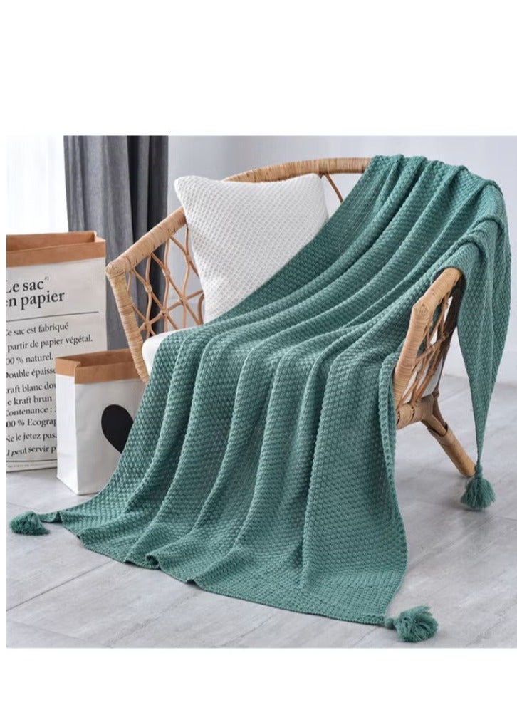 إيزي سو بطانية دافئة بتصميم مزين بأشكال الشرابة بوليستر فيروزي 130x170سم