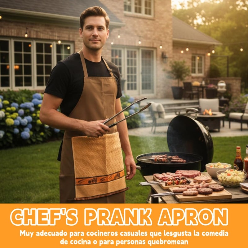 Treayes Chef's Prank Apron, Creative Prank Aprons For Men, The Ultimate Gag Gift Apron, Surprise Hiding In The Pocket Funny Gifts (1pc) - Image 4
