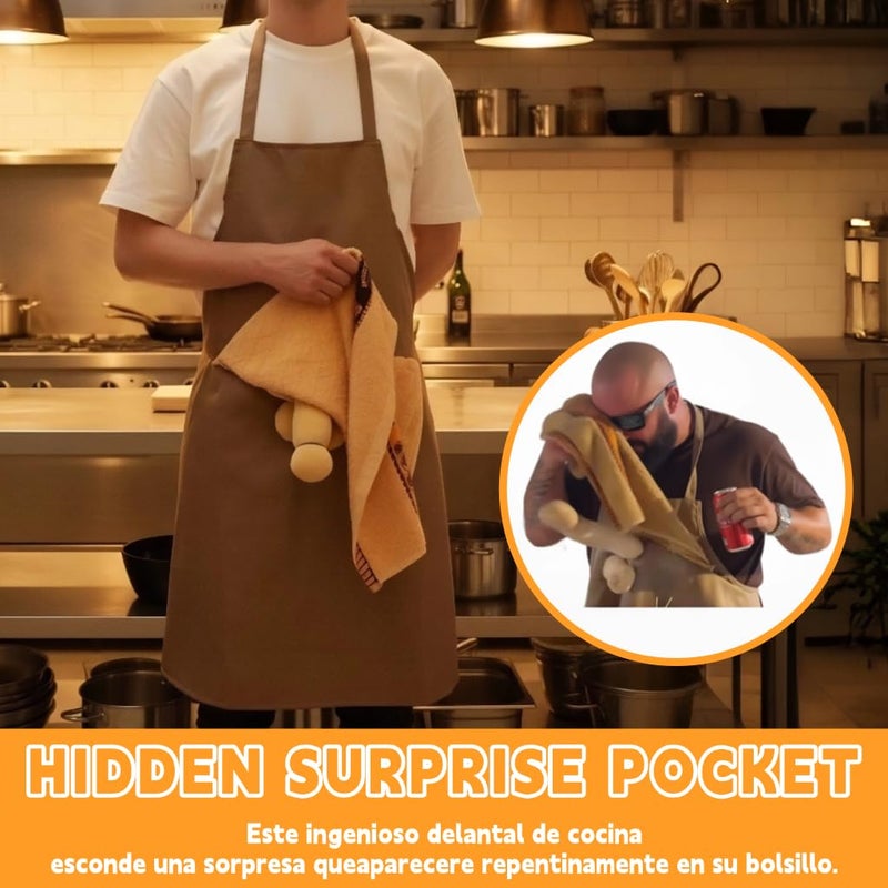 Treayes Chef's Prank Apron, Creative Prank Aprons For Men, The Ultimate Gag Gift Apron, Surprise Hiding In The Pocket Funny Gifts (1pc) - Image 3