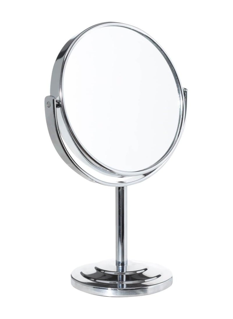 Generic - Double Sided Magnification Mirror and Regular 360 Rotating, Cosmetic Chrome Mirror with Stand 5inch Base, 1X and 5X Magnifying Makeup Mirror on Stand for Bedroom and Bathroom, Free Standing Desk (6'') - Image 1
