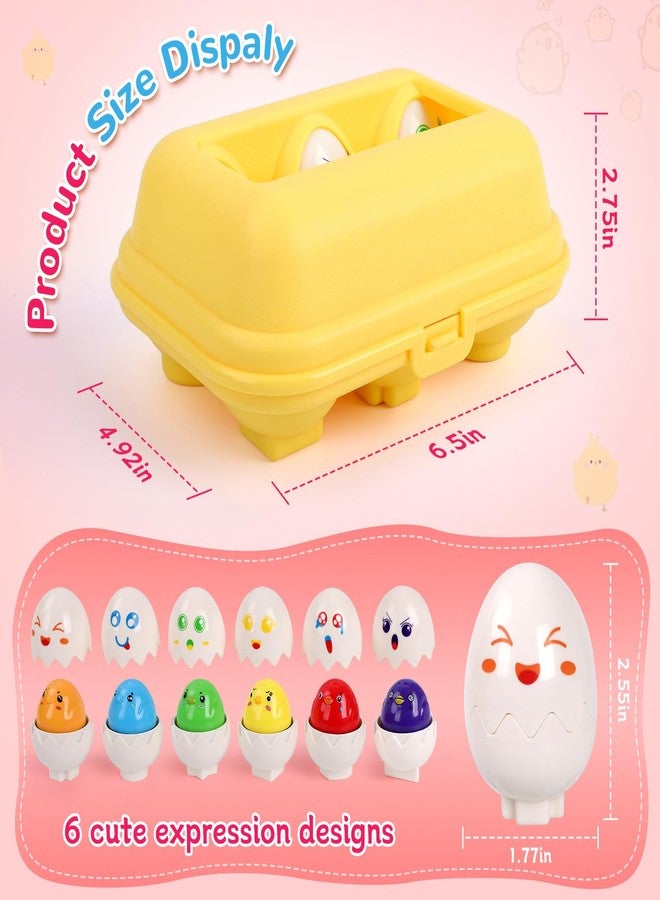 USATDD Easter Egg Toys Hide & Squeak Matching Eggs for Toddlers, Color Recognition Sensory Learning Toys, Fine Motor Skills Montessori Geometric Eggs Gifts for Kids Easter Basket Stuffers - Image 2