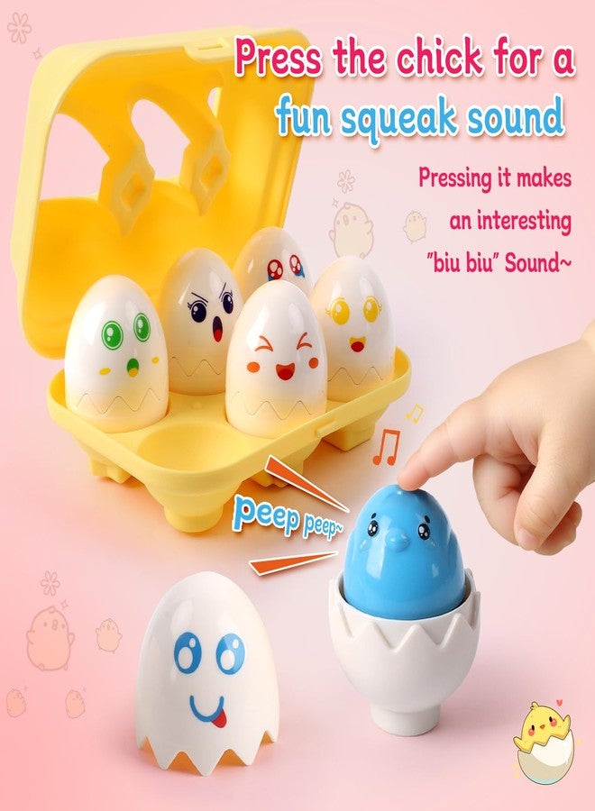 USATDD Easter Egg Toys Hide & Squeak Matching Eggs for Toddlers, Color Recognition Sensory Learning Toys, Fine Motor Skills Montessori Geometric Eggs Gifts for Kids Easter Basket Stuffers - Image 4