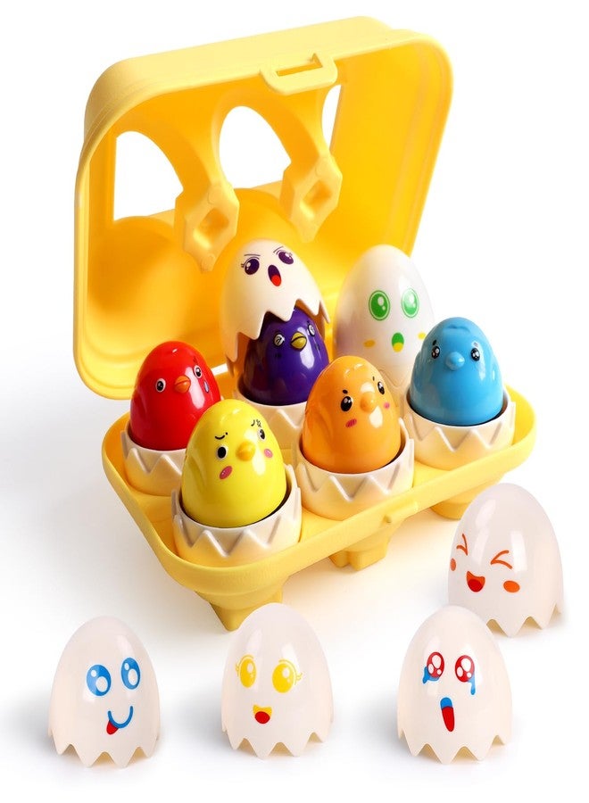 USATDD Easter Egg Toys Hide & Squeak Matching Eggs for Toddlers, Color Recognition Sensory Learning Toys, Fine Motor Skills Montessori Geometric Eggs Gifts for Kids Easter Basket Stuffers - Image 1