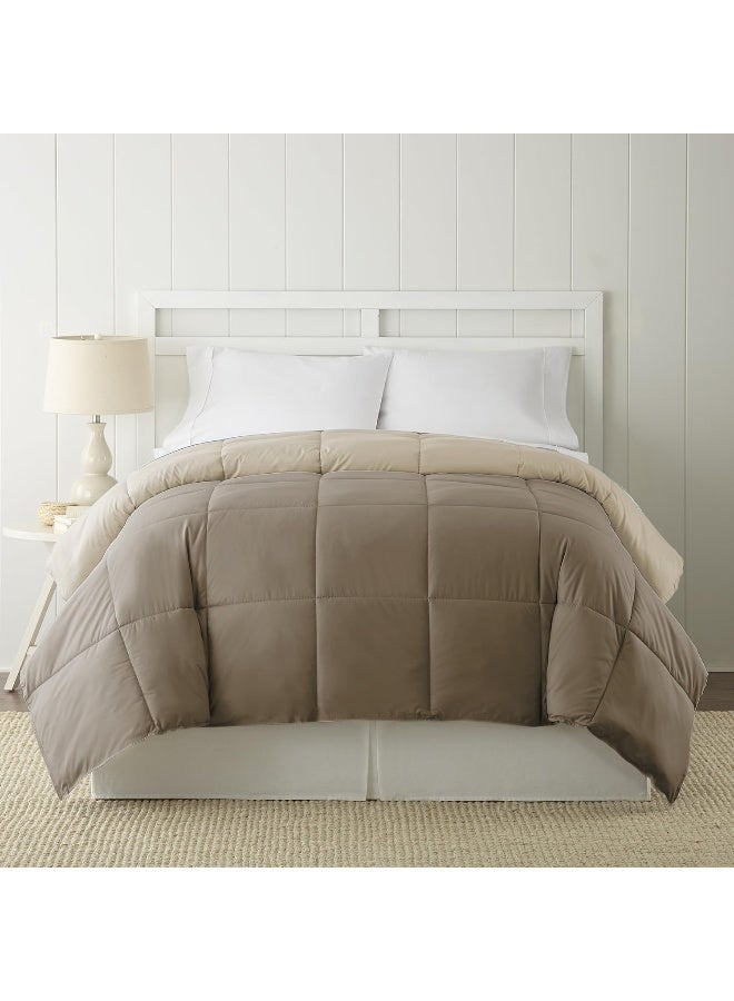 Modern Threads Down Alternative Microfiber Quilted Reversible Comforter  Duvet Insert  Soft Comfortable Alternative to Goose Down  Bedding for All Seasons StoneChampagne FullQueen - Image 3