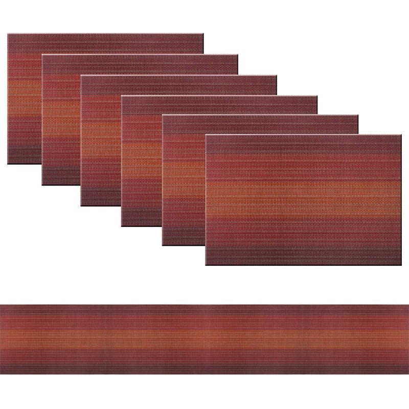 PIGCHCY Placemats Set of 6 and Table RunnerHeat Resistant Vinyl Woven Washable Table mats Sets 6 Placemats1 Table RunnerScarlet Red