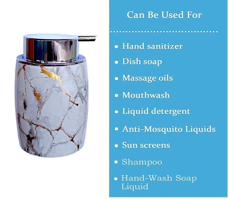 LAGETCeramic Soap Dispenser 300ml - Refillable Handwash Pump Bottle for Bathroom or Kitchen, Stylish Liquid Soap Dispenser for Sink Countertops - Image 3
