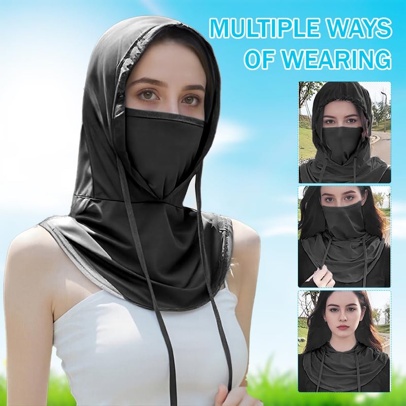 Optifit ® Face Mask for Bikers, 3-in-1 Balaclava Sun Hood with Face Mask & Neck Gaiter, Ice Silk Cool Touch, Adjustable Drawstring, Lightweight Quick Dry, Protection for Biking, Hiking, Black - Image 5