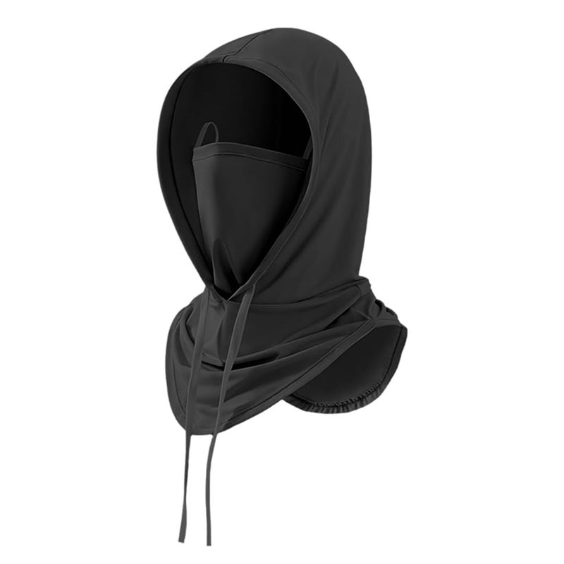 Optifit ® Face Mask for Bikers, 3-in-1 Balaclava Sun Hood with Face Mask & Neck Gaiter, Ice Silk Cool Touch, Adjustable Drawstring, Lightweight Quick Dry, Protection for Biking, Hiking, Black - Image 1