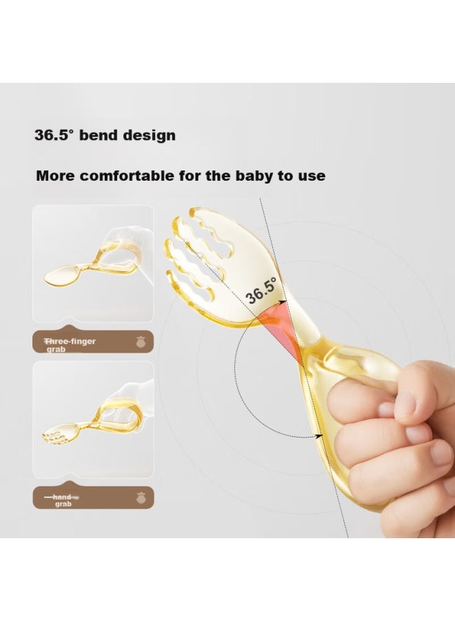 Yeehoo Baby Feeding Training Fork And Spoon Set, Ppsu Self-feeding Utensils For Infants, Complementary Food Spoon, Children's Tableware Set - Image 4