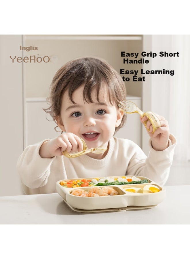 Yeehoo Baby Feeding Training Fork And Spoon Set, Ppsu Self-feeding Utensils For Infants, Complementary Food Spoon, Children's Tableware Set - Image 2