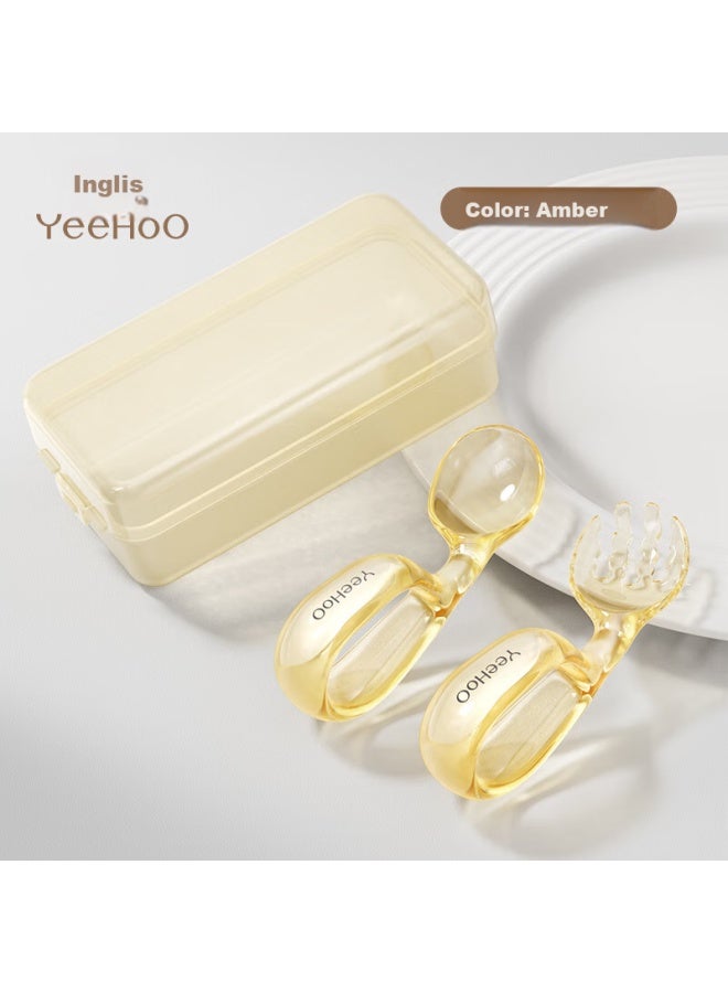 Yeehoo Baby Feeding Training Fork And Spoon Set, Ppsu Self-feeding Utensils For Infants, Complementary Food Spoon, Children's Tableware Set - Image 1