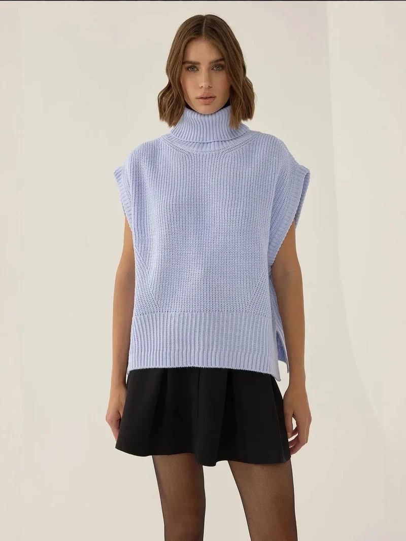 HICCUP Relaxed Fit Turtleneck Sweater Vest