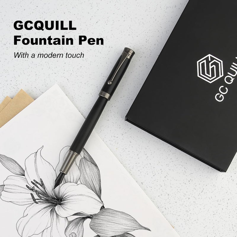 GC QUILL Fountain Pen Set - Fine & Medium Nibs, Includes 18 Ink Cartridges, Ink Refill Converter & Syringe Filler, Gift for Writing, Journaling & Calligraphy MU-13 - Image 2