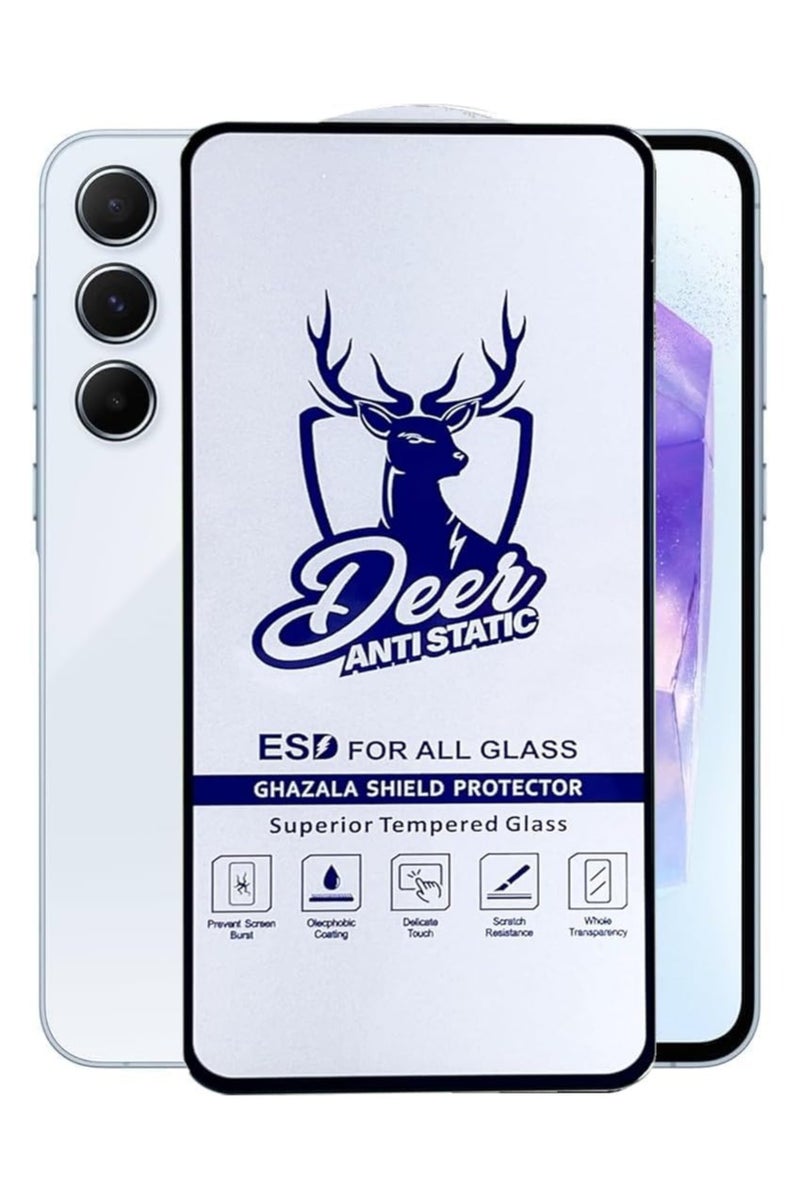Deer Samsung Galaxy A56 / A36 Deer ESD Anti Static 9H Premium Tempered Glass Screen Protector With Black Frame For Samsung A56 / Samsung A36  - Image 1