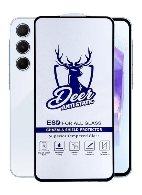 Samsung Galaxy A56 / A36 Deer ESD Anti Static 9H Premium Tempered Glass Screen Protector With Black Frame For Samsung A56 / Samsung A36